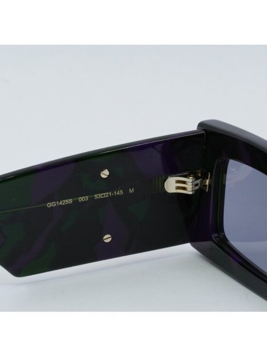 Gucci GG1425S 003 Sunglasses Big Spotted Purple And Green Havana Rectangle Frame main image 7
